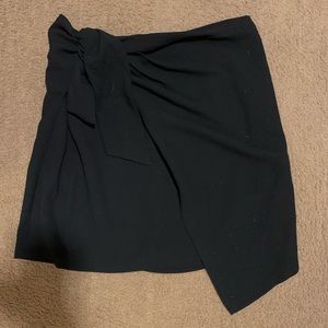 Who What Wear Black Stretchy Front Knot Asymmetrical Mini Skirt